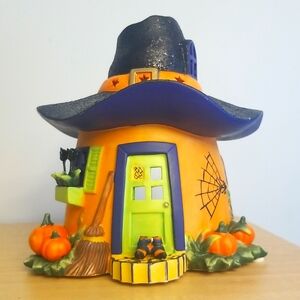 Partylite Pumpkin Witch House Candle Holder